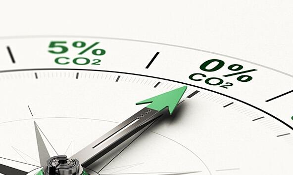 green arrow pointing to 0% CO2 on a circular gauge